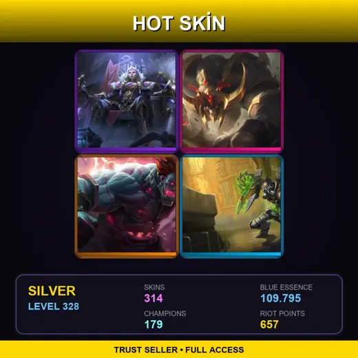TW | Victorious Sejuani | Conqueror Alistar | Hextech Sion | Hextech Singed | 314 Skin | 179 Champ | Silver | Lv328