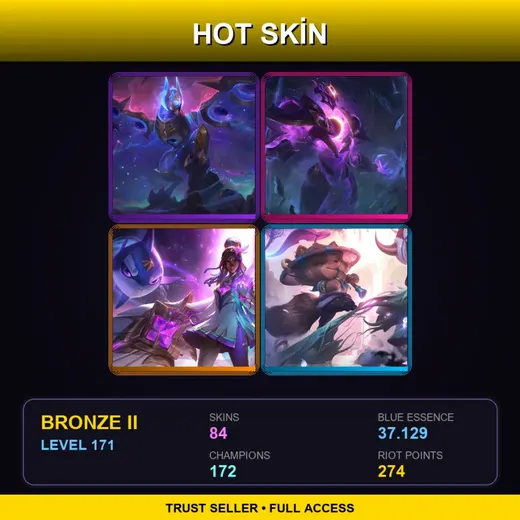 LAS | Cosmic Flight Anivia | Dark Star Xerath | Star Guardian Senna | Spirit Blossom Teemo | 84 Skin | 172 Champ | Bronze II | Lv171 — Battleborn Kayle
