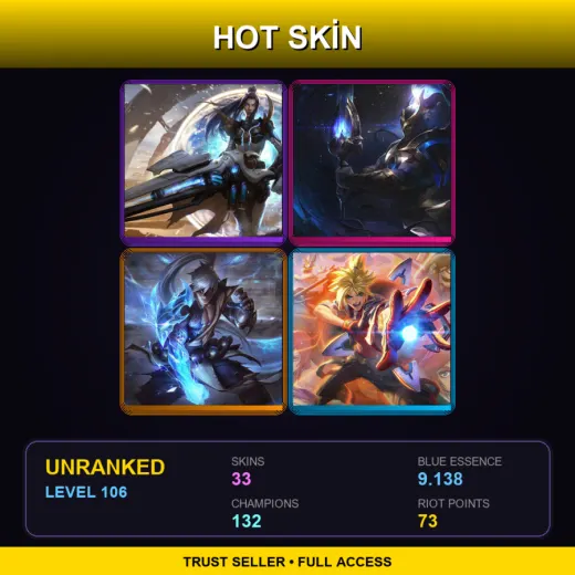 ME | Pulsefire Caitlyn | Cosmic Defender Xin Zhao | Storm Dragon Lee Sin | Battle Academia Ezreal | 33 Skin | 132 Champ | Lv106