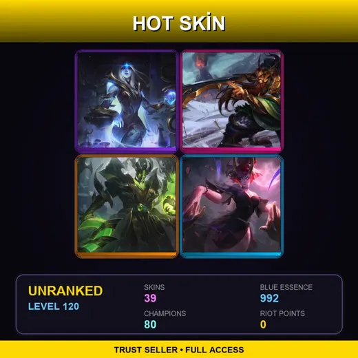 LAN | Cosmic Queen Ashe | Blood Moon Evelynn | PROJECT: Akali | Star Guardian Lux | 39 Skin | 80 Champ | Lv120 — Inkshadow Master Yi