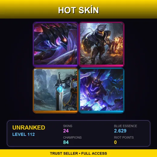 BR | Dark Star Kha'Zix | PROJECT: Vi | King Tryndamere | Worldbreaker Hecarim | 24 Skin | 84 Champ | Lv112