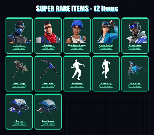 [PS4/PS5/XBOX/PC] | Fixer | Prodigy | Blue Team Leader | Cloud Striker | Blue Striker | 73 skin | 78 pickaxe | 75 emote | 78 glider | Lv787