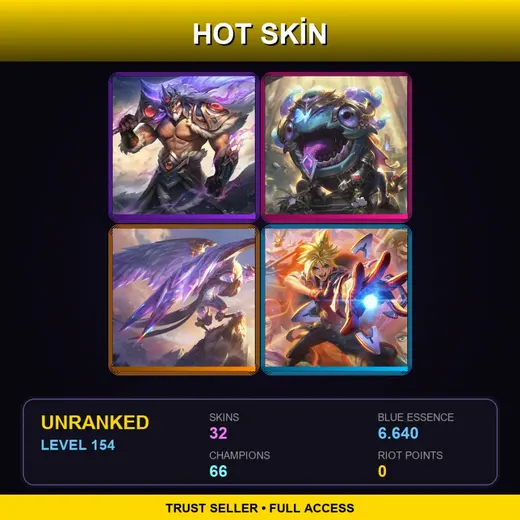 LAN | Victorious Tryndamere | Victorious Kog'Maw | Victorious Anivia | Battle Academia Ezreal | 32 Skin | 66 Champ | Lv154 — LoL account