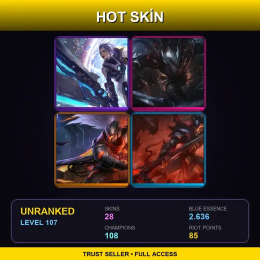 VN | Blood Moon Talon | Pulsefire Riven | PROJECT: Yasuo | Dragonslayer Xin Zhao | 28 Skin | 108 Champ | Lv107 — Space Groove Gragas