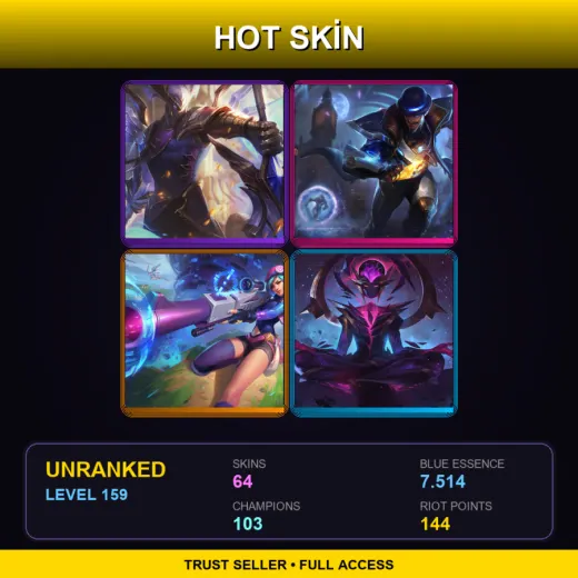 VN | Victorious Aatrox | Pulsefire Twisted Fate | Arcade Caitlyn | Dark Star Karma | 64 Skin | 103 Champ | Lv159