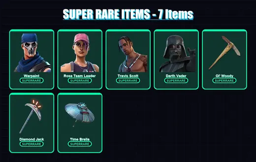 [PC/PSN] | Warpaint | Rose Team Leader | Travis Scott | Darth Vader | Wukong | 74 skin | 89 pickaxe | 113 emote | 65 glider | Lv838