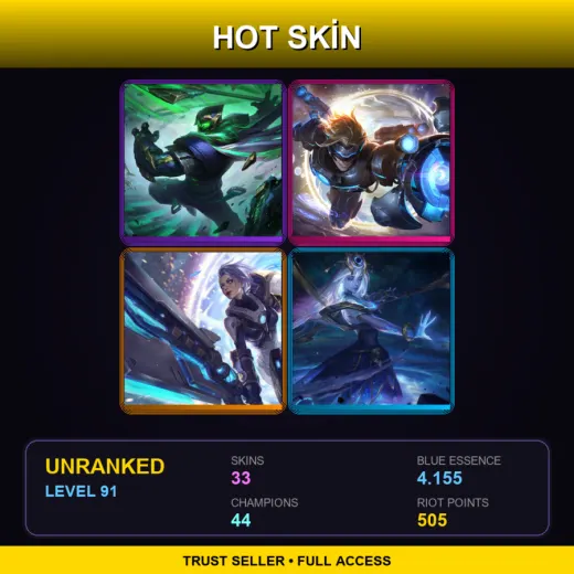 EUNE | Conqueror Jax | Pulsefire Ezreal | Pulsefire Riven | Cosmic Lux | 33 Skin | 44 Champ | Lv91