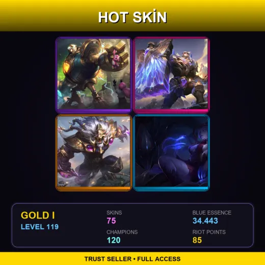 EUNE | Victorious Blitzcrank | Victorious Braum | Victorious Rengar | Blood Moon Elise | 75 Skin | 120 Champ | Gold I | Lv119