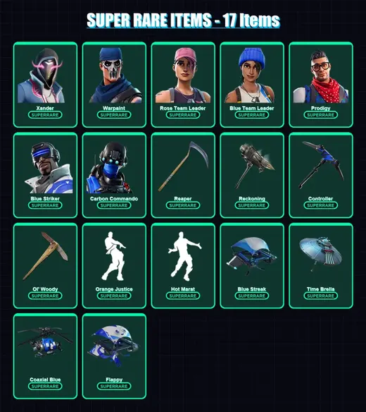[PS4/PS5/XBOX/PC] | Xander | Warpaint | Rose Team Leader | Blue Team Leader | Prodigy | 198 skin | 234 pickaxe | 169 emote | 192 glider | Lv2610