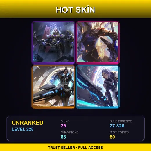 LAN | Victorious Sejuani | Victorious Aatrox | Pulsefire Caitlyn | Pulsefire Riven | 29 Skin | 88 Champ | Lv225