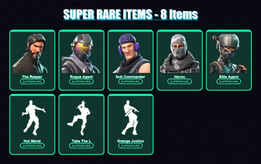 [PC/XBOX/PSN] | The Reaper | Rogue Agent | Sub Commander | Havoc | Elite Agent | 17 skin | 36 pickaxe | 37 emote | 33 glider | Lv603