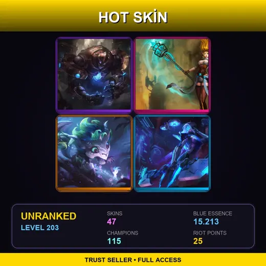 LAS | Hextech Galio | Hextech Janna | Elderwood Gnar | PROJECT: Ashe | 47 Skin | 115 Champ | Lv203