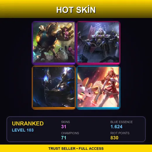 LAN | Victorious Blitzcrank | Victorious Sejuani | Cosmic Defender Xin Zhao | Star Guardian Miss Fortune | 31 Skin | 71 Champ | Lv103