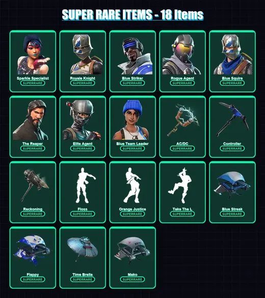 [PC/XBOX] | Sparkle Specialist | Royale Knight | Blue Striker | Rogue Agent | Blue Squire | 45 skin | 37 pickaxe | 50 emote | 50 glider | Lv826