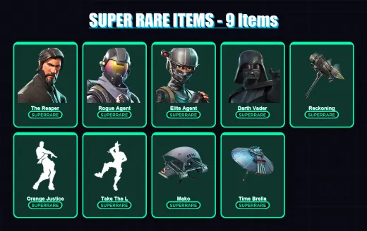 [PC/PSN] | The Reaper | Rogue Agent | Elite Agent | Darth Vader | Carbide | 71 skin | 118 pickaxe | 82 emote | 120 glider | Lv1669