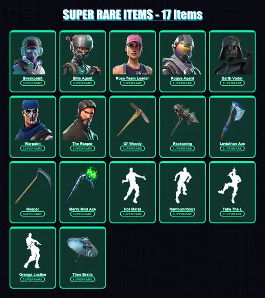 [PC/PSN] | Breakpoint | Elite Agent | Rose Team Leader | Rogue Agent | Darth Vader | 229 skin | 241 pickaxe | 209 emote | 163 glider | Lv2358