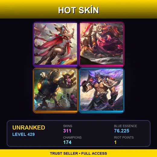 LAN | Victorious Blitzcrank | Victorious Tryndamere | Prestige Ascended Pantheon | Prestige Brave Phoenix Xayah | 311 Skin | 174 Champ | Lv429