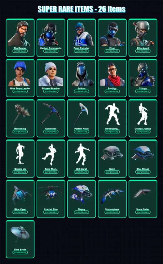 [PS4/PS5/XBOX/PC] | The Reaper | Carbon Commando | Point Patroller | Fixer | Elite Agent | 125 skin | 130 pickaxe | 163 emote | 127 glider | Lv1858