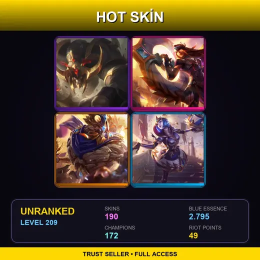 VN | Conqueror Alistar | Victorious Sivir | Victorious Maokai | Victorious Orianna | 190 Skin | 172 Champ | Lv209