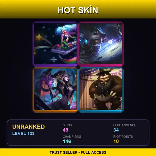 EUW | Cosmic Enchantress Lulu | Arcade Sona | Dragon Sorceress Zyra | Prom Queen Annie | 48 Skin | 146 Champ | Lv133