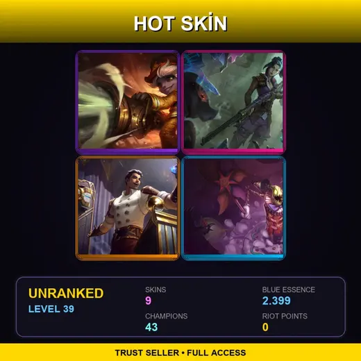 LAS | Firefighter Tristana | Arcane Enforcer Caitlyn | Arcane Inventor Jayce | Surprise Party Fiddlesticks | 9 Skin | 43 Champ | Lv39