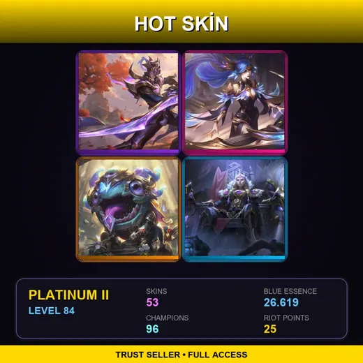 TR | Victorious Master Yi | Victorious Sona | Victorious Kog'Maw | Victorious Sejuani | 53 Skin | 96 Champ | Platinum II | Lv84