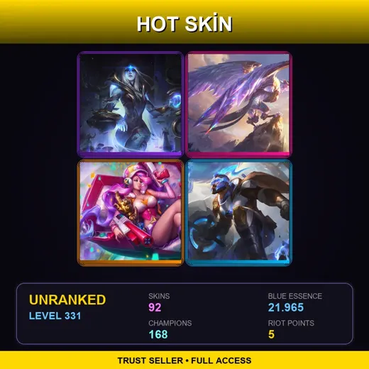 SG | Victorious Anivia | Battle Academia Ezreal | Blood Moon Zed | Blood Moon Katarina | 92 Skin | 168 Champ | Lv331