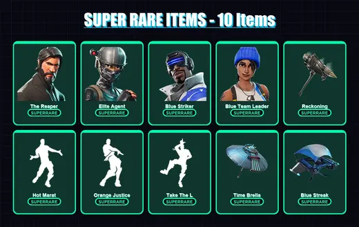 [PS4/PS5/XBOX/PC] | The Reaper | Elite Agent | Blue Striker | Blue Team Leader | Enforcer | 55 skin | 55 pickaxe | 54 emote | 61 glider | Lv908