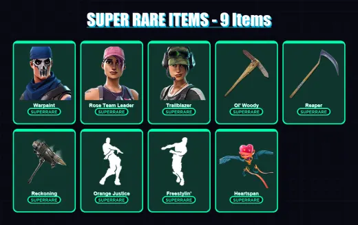 [PC/XBOX/PSN] | Warpaint | Rose Team Leader | Trailblazer | Calamity | Blackheart | 33 skin | 22 pickaxe | 28 emote | 31 glider | Lv358