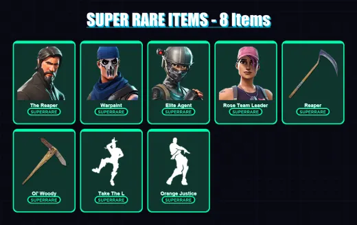 [PC/XBOX] | The Reaper | Warpaint | Elite Agent | Rose Team Leader | Lynx | 73 skin | 71 pickaxe | 75 emote | 80 glider | Lv1228