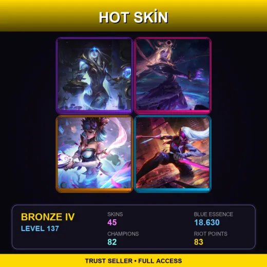 TR | Cosmic Queen Ashe | Dark Cosmic Lux | Spirit Blossom Evelynn | PROJECT: Katarina | 45 Skin | 82 Champ | Bronze IV | Lv137