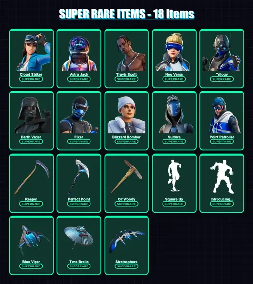 [PS4/PS5/XBOX/PC] | Cloud Striker | Astro Jack | Travis Scott | Neo Versa | Trilogy | 237 skin | 291 pickaxe | 201 emote | 196 glider | Lv2985