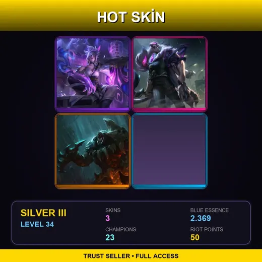 ME | Spirit Blossom Riven | Crime City Nightmare Darius | Headhunter Rengar | 3 Skin | 23 Champ | Silver III | Lv34