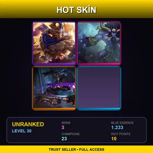 RU | Victorious Maokai | Unchained Alistar | Assassin Master Yi | 3 Skin | 23 Champ | Lv30 — Unchained Alistar