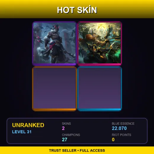 EUW | Snow Moon Kayn | Fnatic Jarvan IV | 2 Skin | 27 Champ | Lv31