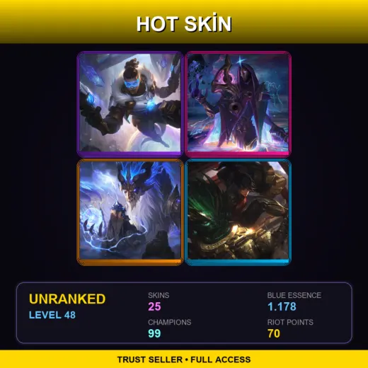 EUW | Pulsefire Lucian | Dark Cosmic Jhin | Storm Dragon Aurelion Sol | Warring Kingdoms Vi | 25 Skin | 99 Champ | Lv48