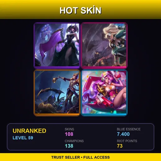 EUW | Victorious Morgana | Victorious Janna | Victorious Elise | Blood Moon Twisted Fate | 108 Skin | 138 Champ | Lv59