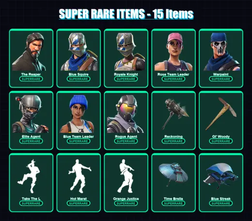 [PS4/PS5/XBOX/PC] | The Reaper | Blue Squire | Royale Knight | Rose Team Leader | Warpaint | 80 skin | 75 pickaxe | 80 emote | 92 glider | Lv1220