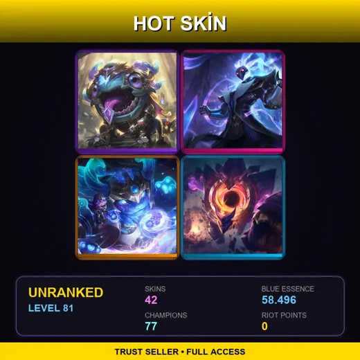 LAS | Victorious Kog'Maw | Cosmic Paladins Nunu & Willump | Dark Star Malphite | Cosmic Lux | 42 Skin | 77 Champ | Lv81 — Heavenscale Lee Sin