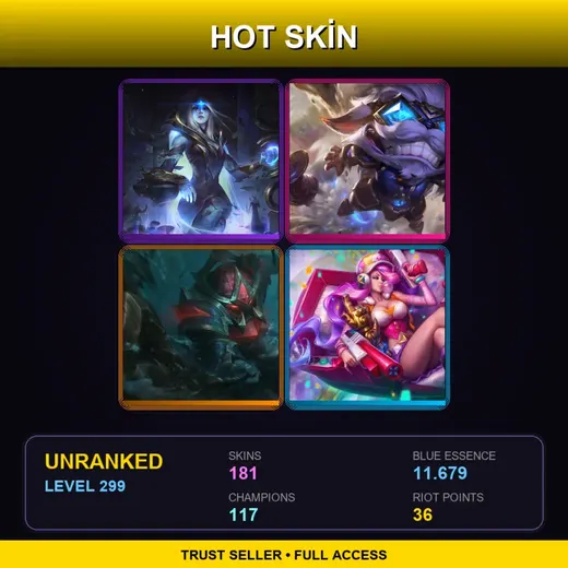 LAS | Hextech Ziggs | Conqueror Nautilus | Battle Academia Garen | Battle Academia Wukong | 181 Skin | 117 Champ | Lv299