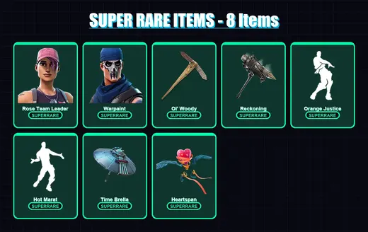 [PC/XBOX/PSN] | Rose Team Leader | Warpaint | A.I.M. | The Ice King | Drift | 52 skin | 53 pickaxe | 64 emote | 58 glider | Lv934