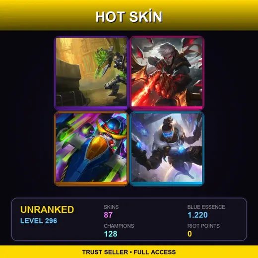 SG | Hextech Singed | Conqueror Varus | Battle Academia Jayce | Blood Moon Sivir | 87 Skin | 128 Champ | Lv296