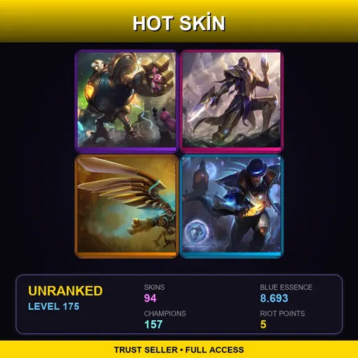 VN | Victorious Blitzcrank | Victorious Lucian | Hextech Anivia | Battle Academia Caitlyn | 94 Skin | 157 Champ | Lv175 — Cafe Cuties Sivir