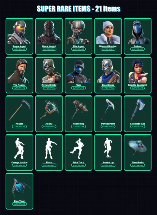 [PC] | Rogue Agent | Black Knight | Elite Agent | Blizzard Bomber | Sultura | 221 skin | 220 pickaxe | 165 emote | 197 glider | Lv2926