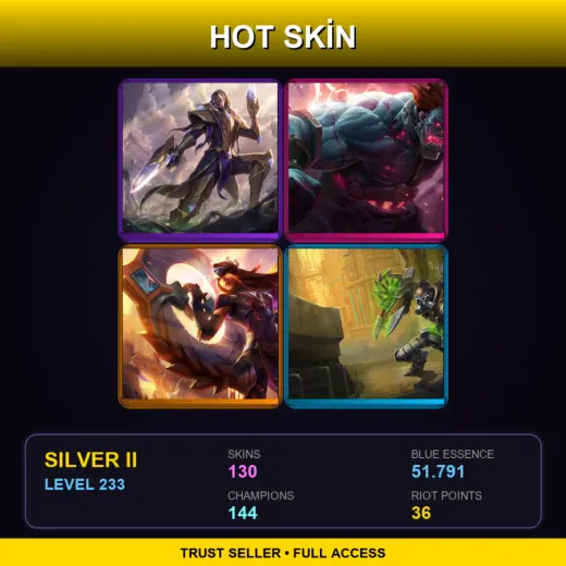SG | Victorious Lucian | Hextech Sion | Victorious Sivir | Hextech Singed | 130 Skin | 144 Champ | Silver II | Lv233