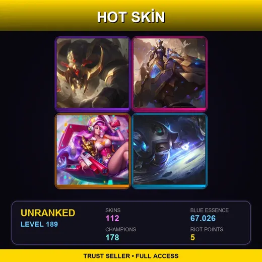 SG | Conqueror Alistar | Hextech Sejuani | High Noon Mordekaiser | Battle Academia Ezreal | 112 Skin | 178 Champ | Lv189