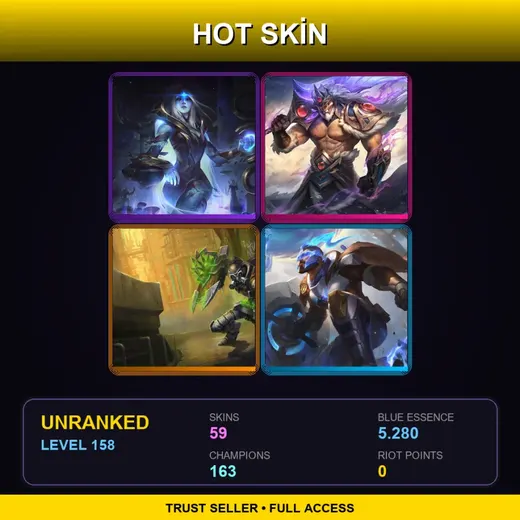SG | Victorious Tryndamere | Hextech Singed | Battle Academia Caitlyn | Battle Academia Jayce | 59 Skin | 163 Champ | Lv158