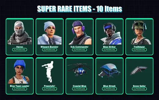 [PC] | Havoc | Blizzard Bomber | Sub Commander | Blue Striker | Trailblazer | 55 skin | 82 pickaxe | 51 emote | 61 glider | Lv729 — Game account