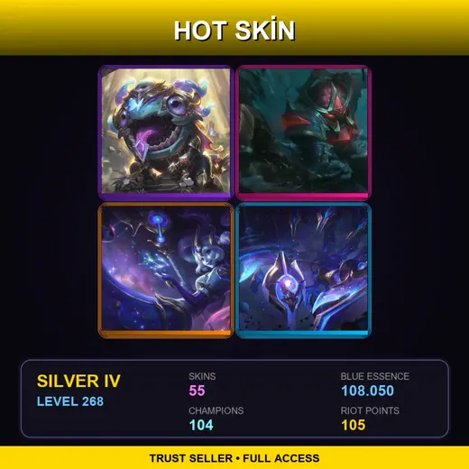 NA | Victorious Kog'Maw | Conqueror Nautilus | Cosmic Destiny Nami | Cosmic Sting Skarner | 55 Skin | 104 Champ | Silver IV | Lv268
