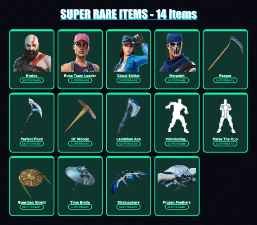 [PS4/PS5/XBOX/PC] | Kratos | Rose Team Leader | Cloud Striker | Warpaint | Midas | 197 skin | 211 pickaxe | 226 emote | 152 glider | Lv2244